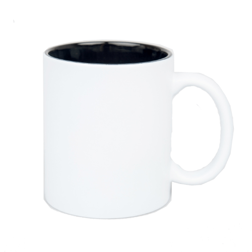 Kubek ceramiczny prosty biały z zielonym wnętrzem