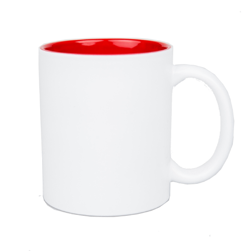 Kubek ceramiczny prosty biały z czerwonym wnętrzem