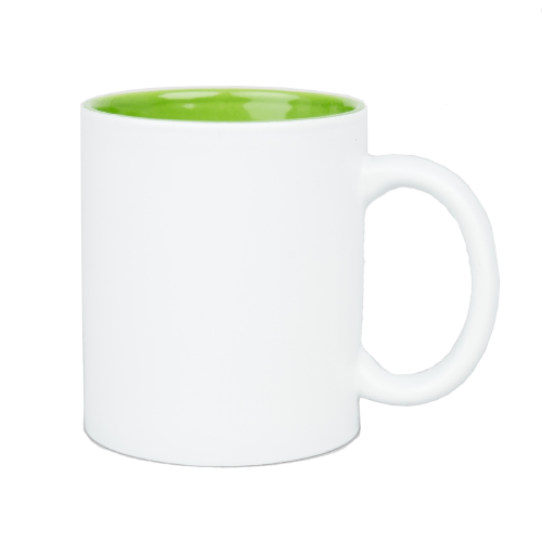 Kubek ceramiczny prosty biały z żółtym wnętrzem