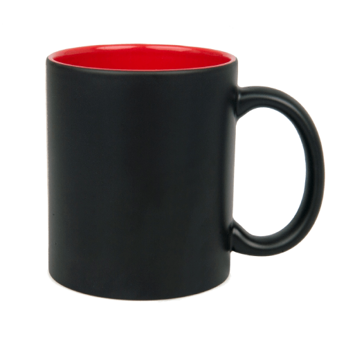 Kubek ceramiczny prosty czarny z czerwonym wnętrzem