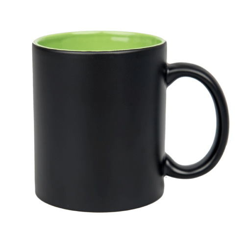 Kubek ceramiczny prosty czarny z jasnozielonym wnętrzem