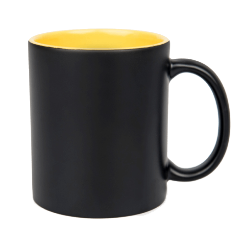 Kubek ceramiczny prosty czarny z pomarańczowym wnętrzem